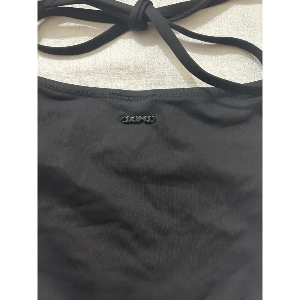 Skims NWT Triangle Bikini Top & Dipped Mid Coverage Swim Bottom Black Size Small